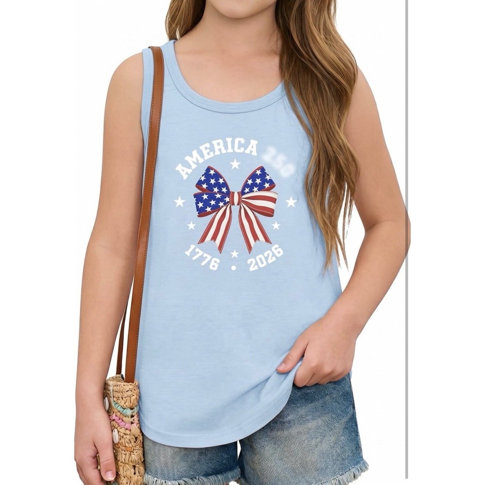 America's 250'th Birthday Kids Patriotic Tank Top Flag NWOT Unisex Sz Sz 9/10